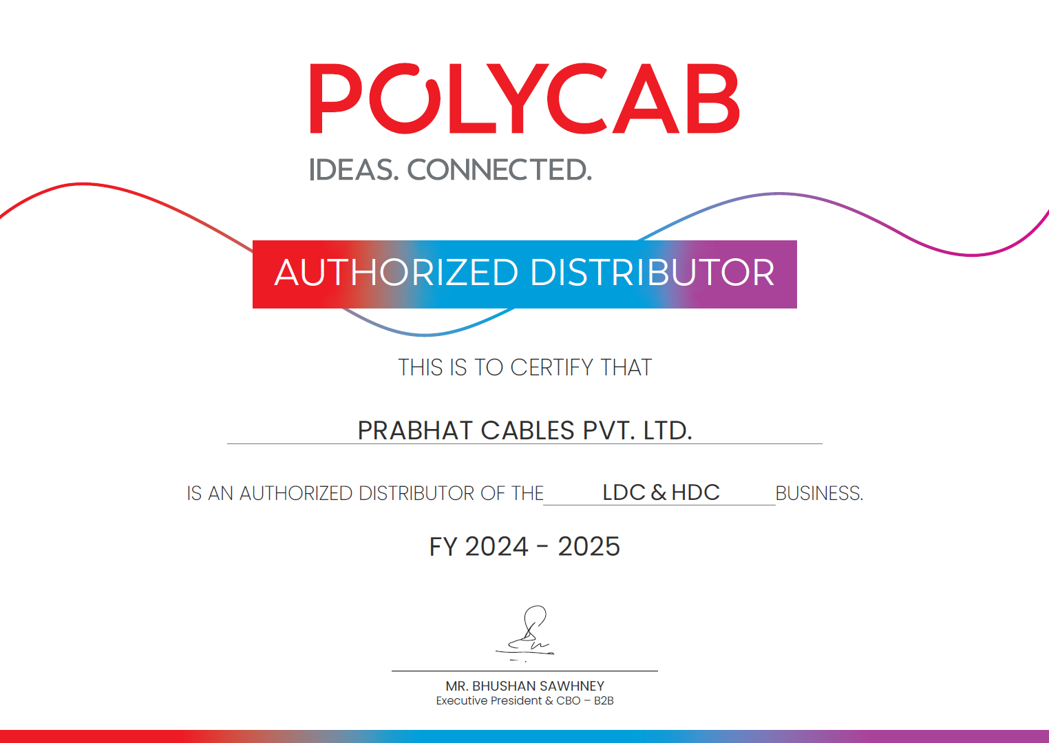 Prabhat Cables Certificate